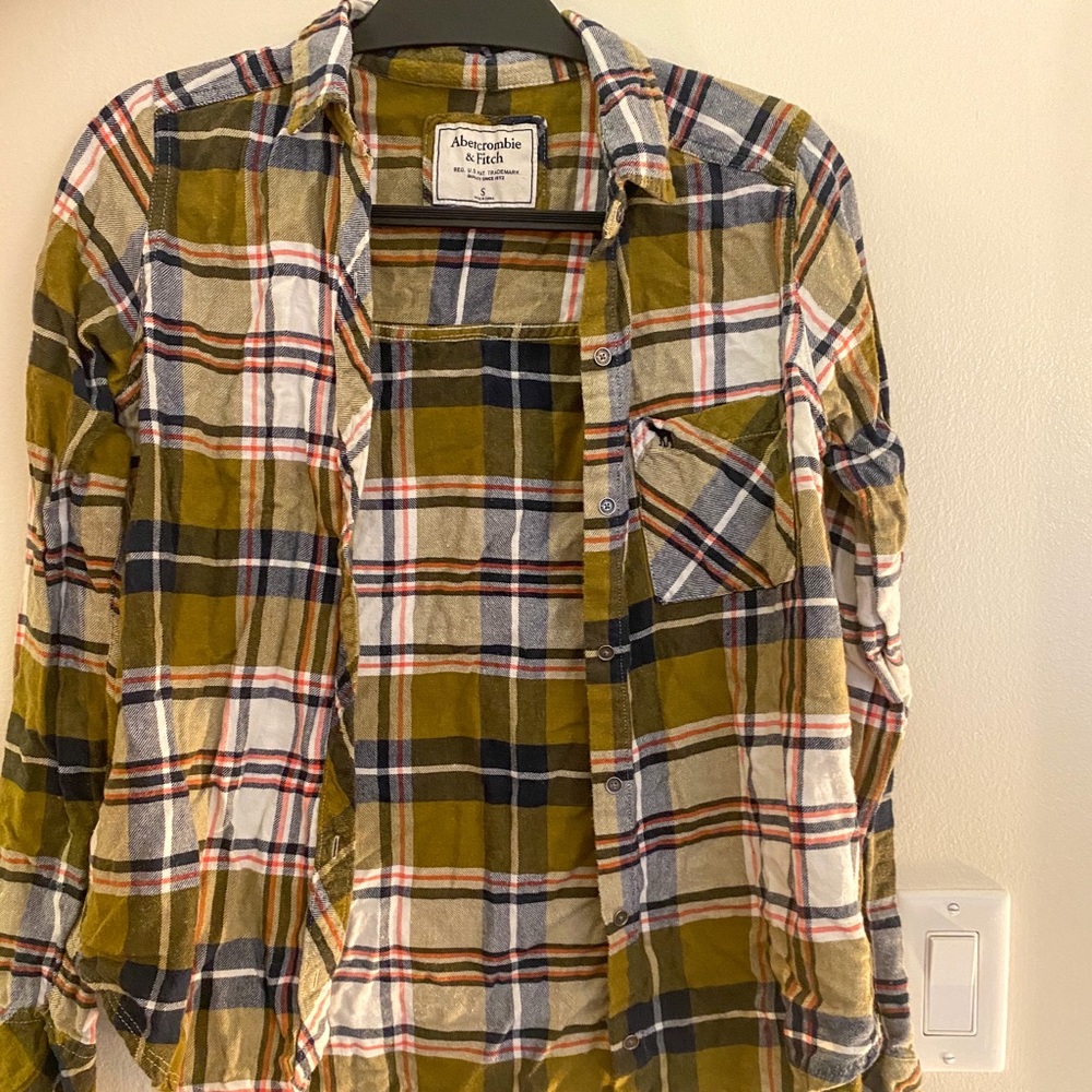 A & F Green Flannel S